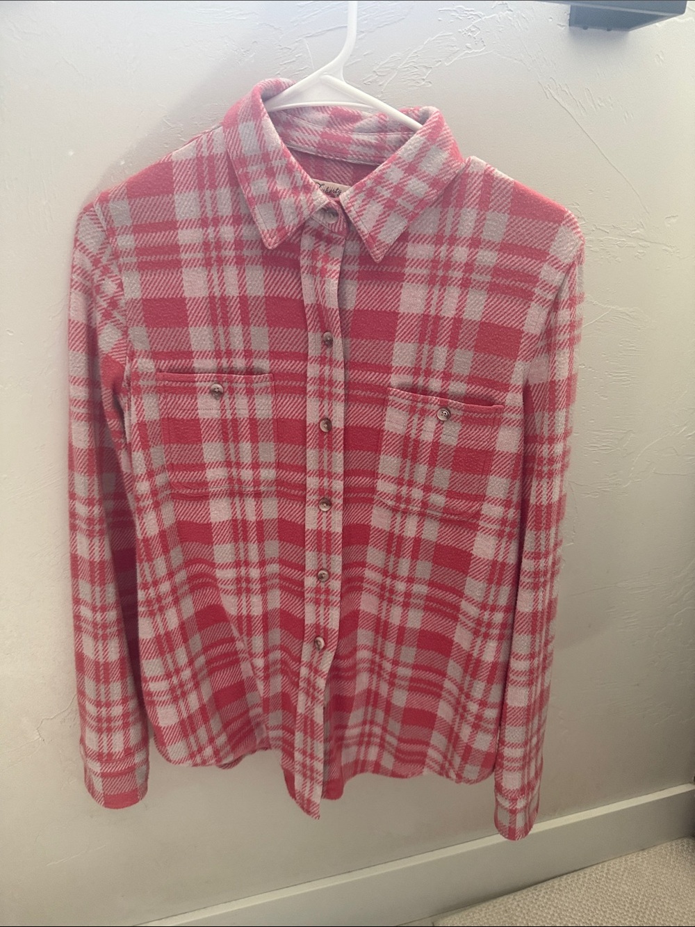 Faherty Pink and White Plaid Button-Down Shirt